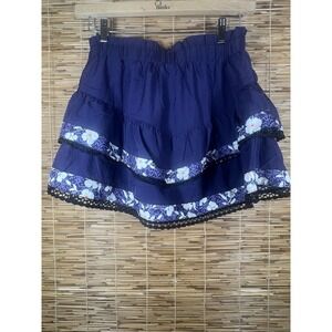 Women's High Waist PurpleRuffle Mini Skort Lace Trim Boho Skirt‎ Size Medium